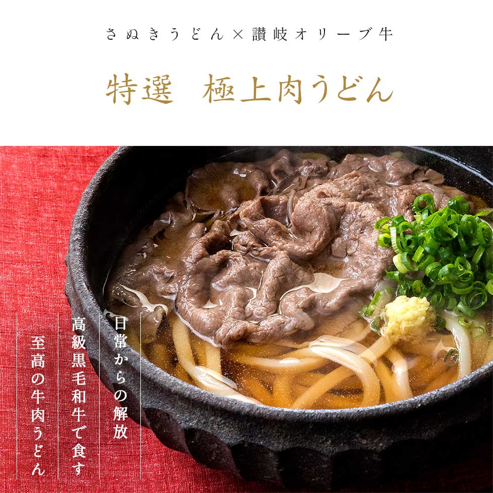 特選 讃岐オリーブ牛 極上肉うどん 4食入 本生うどん さぬきうどんの亀城庵